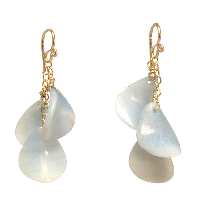Pale Green Amazonite Leaf Drop Earrings on Chain