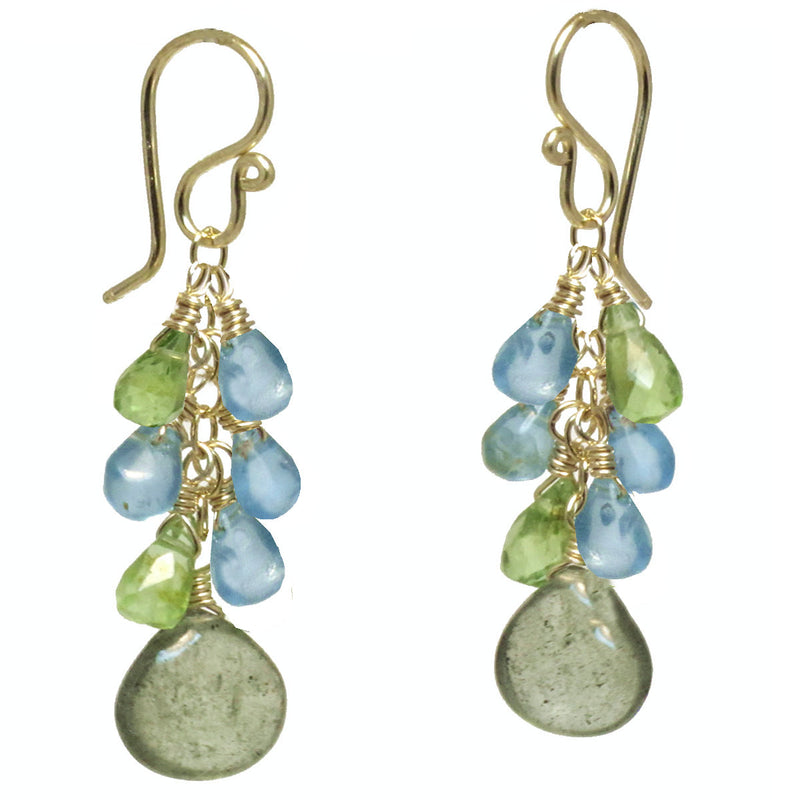 Apatite, Peridot & Moss Aquamarine Earrings