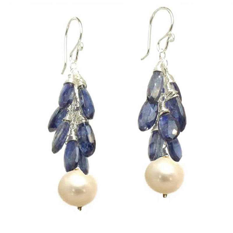 Kyanite & Ivory Pearl French Wire Earrings