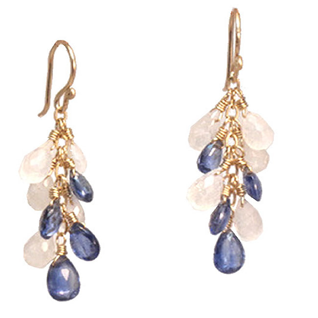 Iolite, Kyanite & Moonstone Cluster Earrings