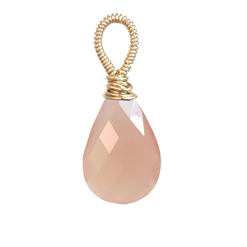 Wire-Wrapped Rose Chalcedony Drop Pendant – Artisan Jewelry