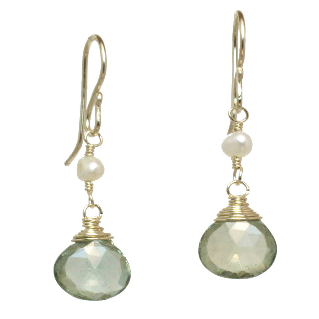 Pearl & Green Amethyst Earrings