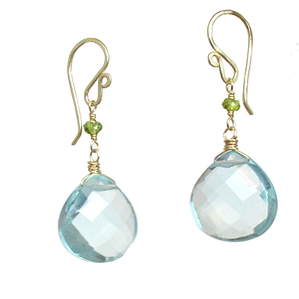 Peridot & Aquamarine Crystal Earrings
