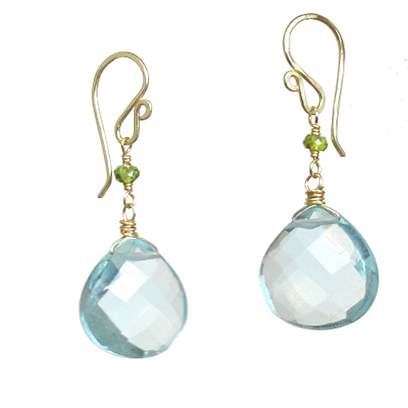 Peridot & Aquamarine Crystal Earrings