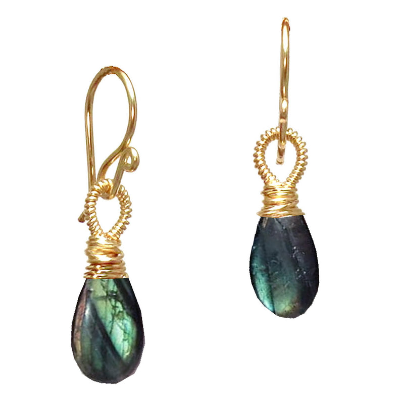 Labradorite Wrapped Loop Earrings