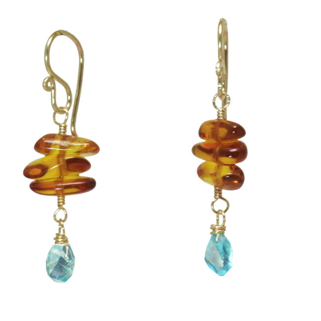 Amber & Apatite Drop Earrings