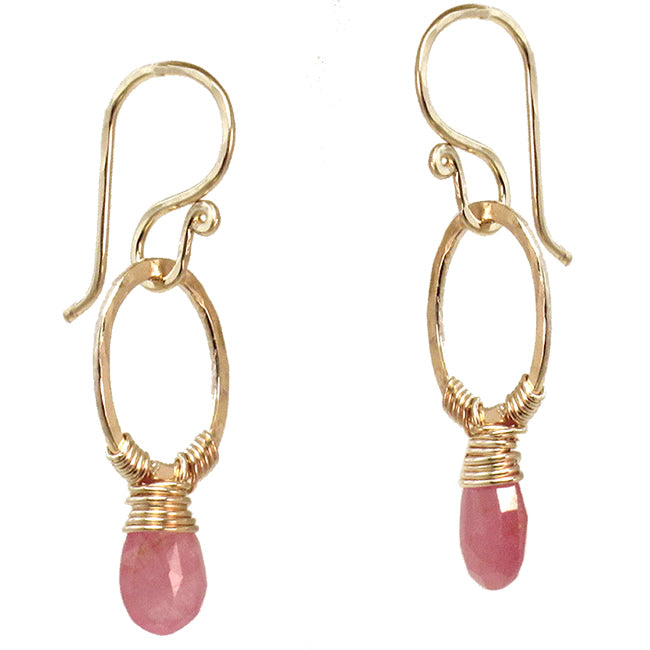 Pink Ruby Wrapped Earrings