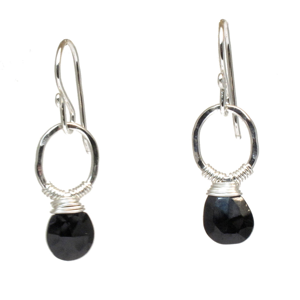 Black Spinel Wrapped Earrings