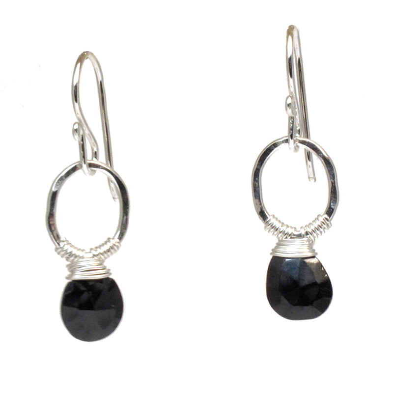 Black Spinel Wrapped Earrings