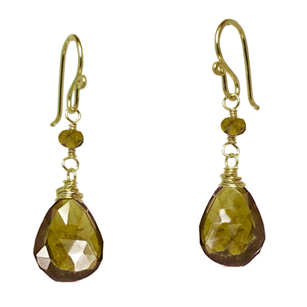 Peridot & Idocrase Drop Earrings – Handcrafted Gemstone Design