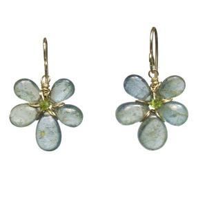 Moss Aquamarine Flower Earrings – Handcrafted Floral Design