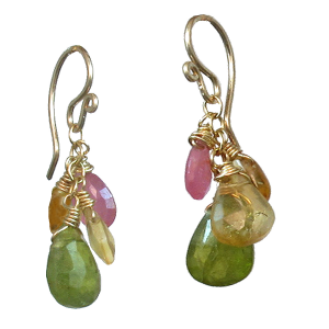 Pink Ruby, Citrine & Vesonite Earrings