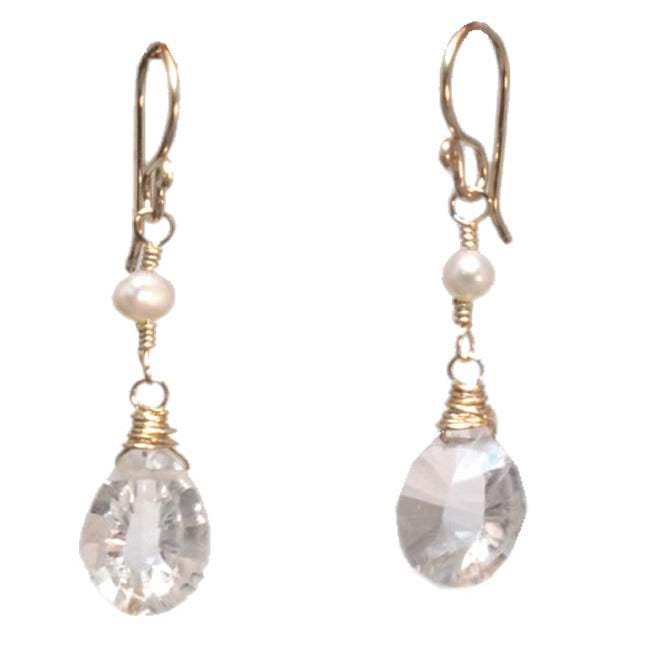 Ivory Freshwater Pearl & Crystal Quartz Earrings