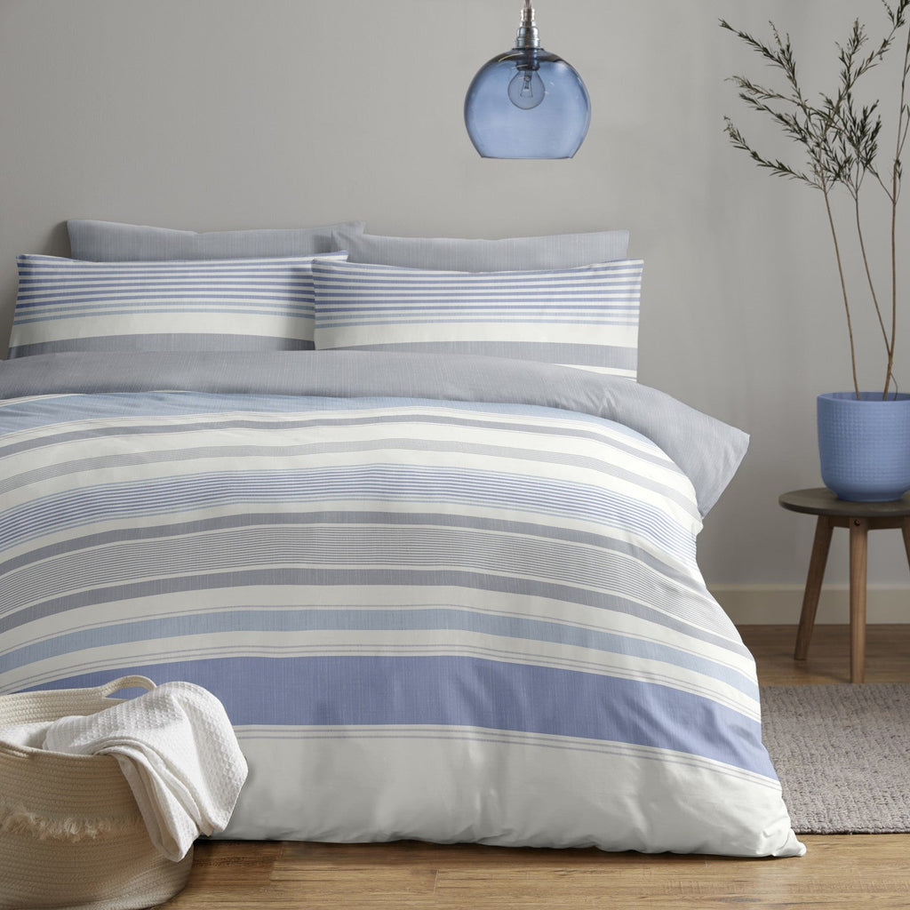 Chambray Blue Stripe Duvet Set - ClickThatClicks 