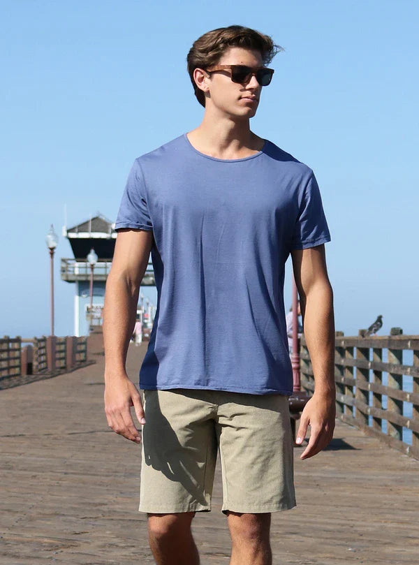 Men’s Premium Supima® Cotton Open Neck T-Shirt – Ultra-Soft, Durable & Modern Fit (Blue)
