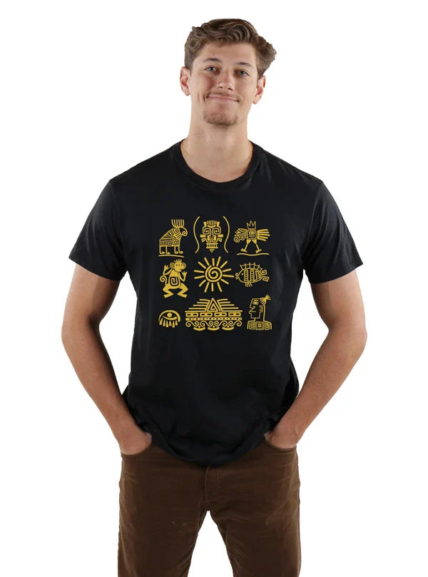 Gold Hieroglyphics Crew Neck Tee
