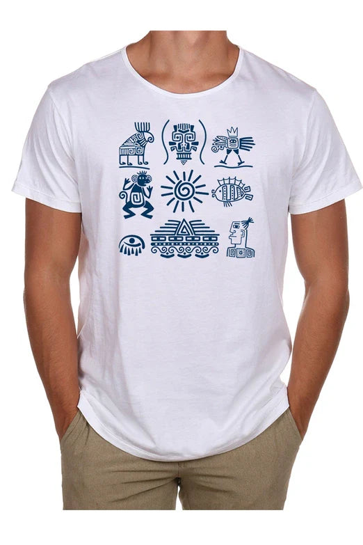 Hieroglyphs Open Neck Tee