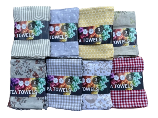 Home Assorted Tea Towels - Pack of 12 - ClickThatClicks 