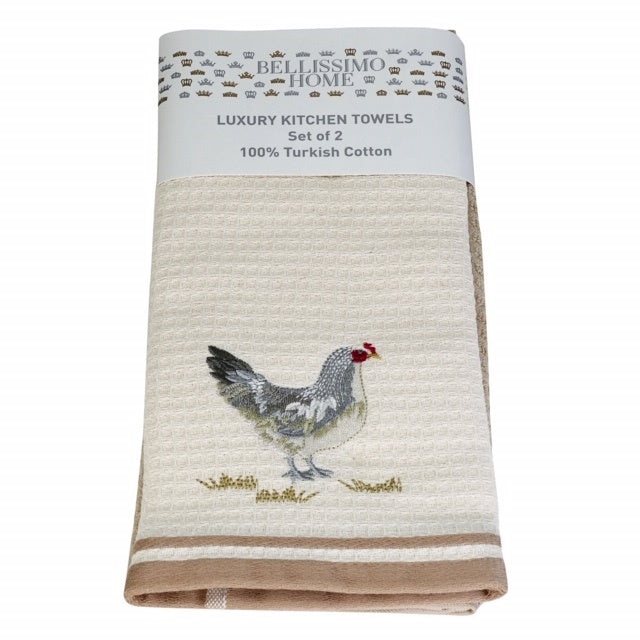 Waffle Embroidered Tea Towels -  Luxury Pack of 6 - ClickThatClicks 