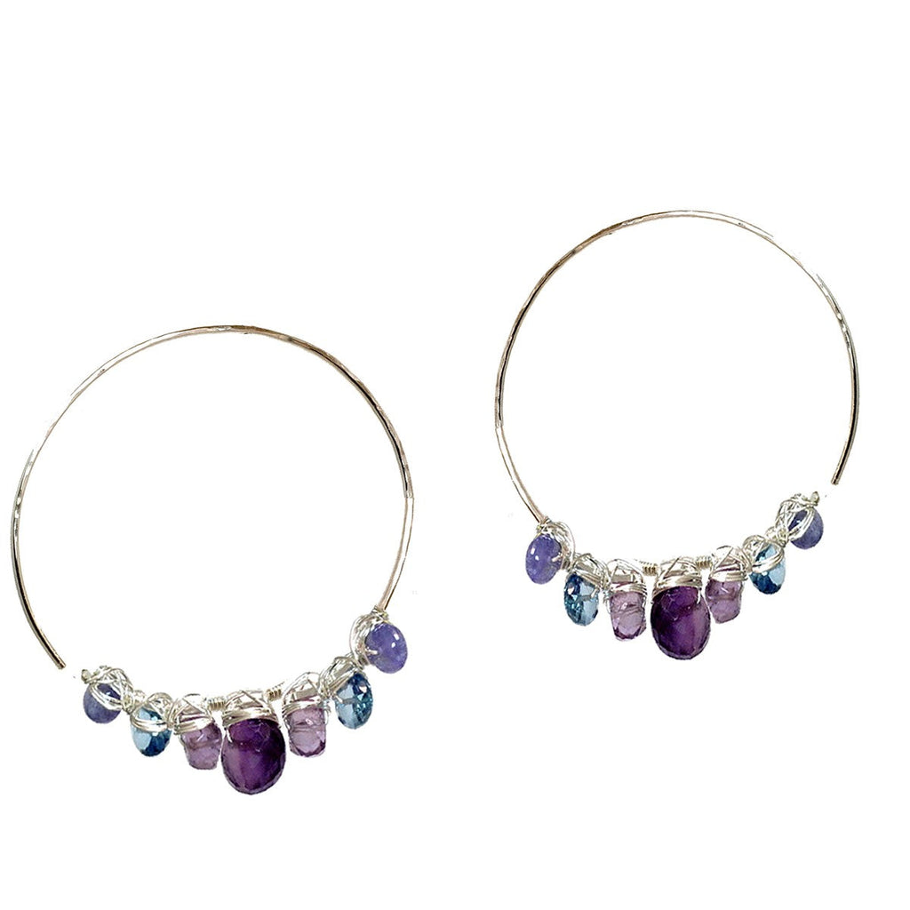 Hammered Open Gemstone Hoops - ClickThatClicks 