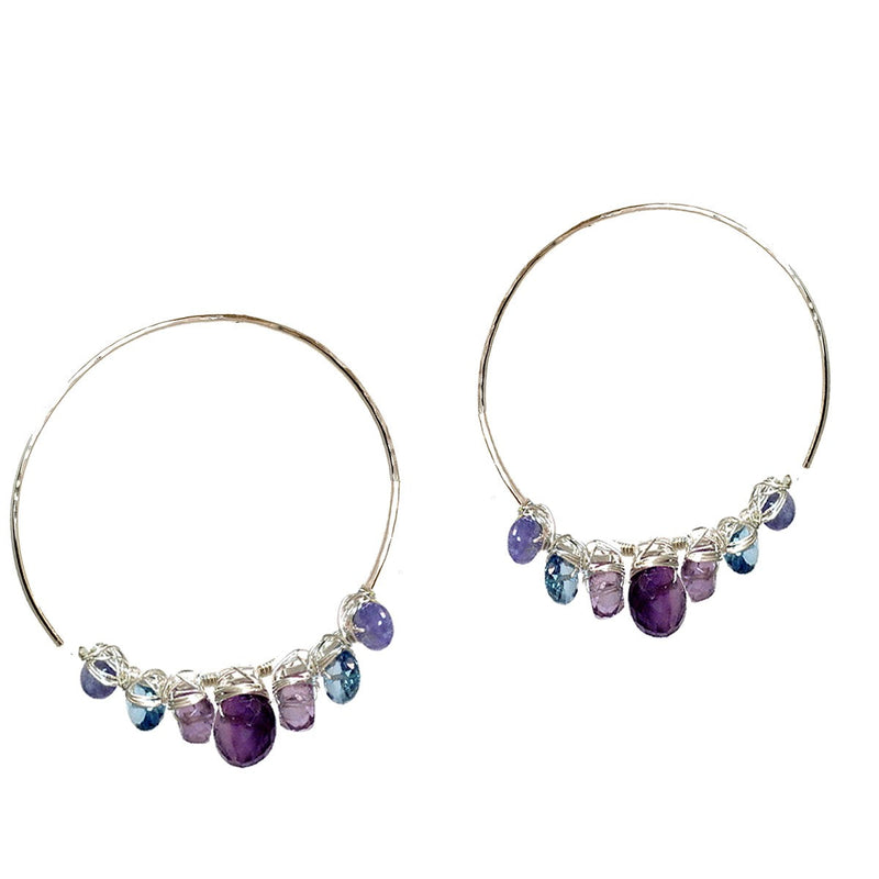 Hammered Open Gemstone Hoops - ClickThatClicks 