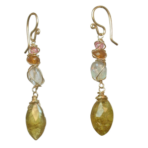 Handcrafted Wrapped Gemstone Branch Earrings