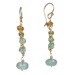 Handcrafted Wrapped Gemstone Branch Earrings