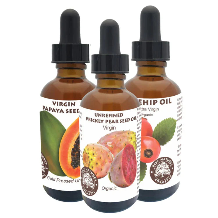 Mature Skin Care – Ultimate Trio: Prickly Pear, Papaya & Rosehip Oils (Set of 3)